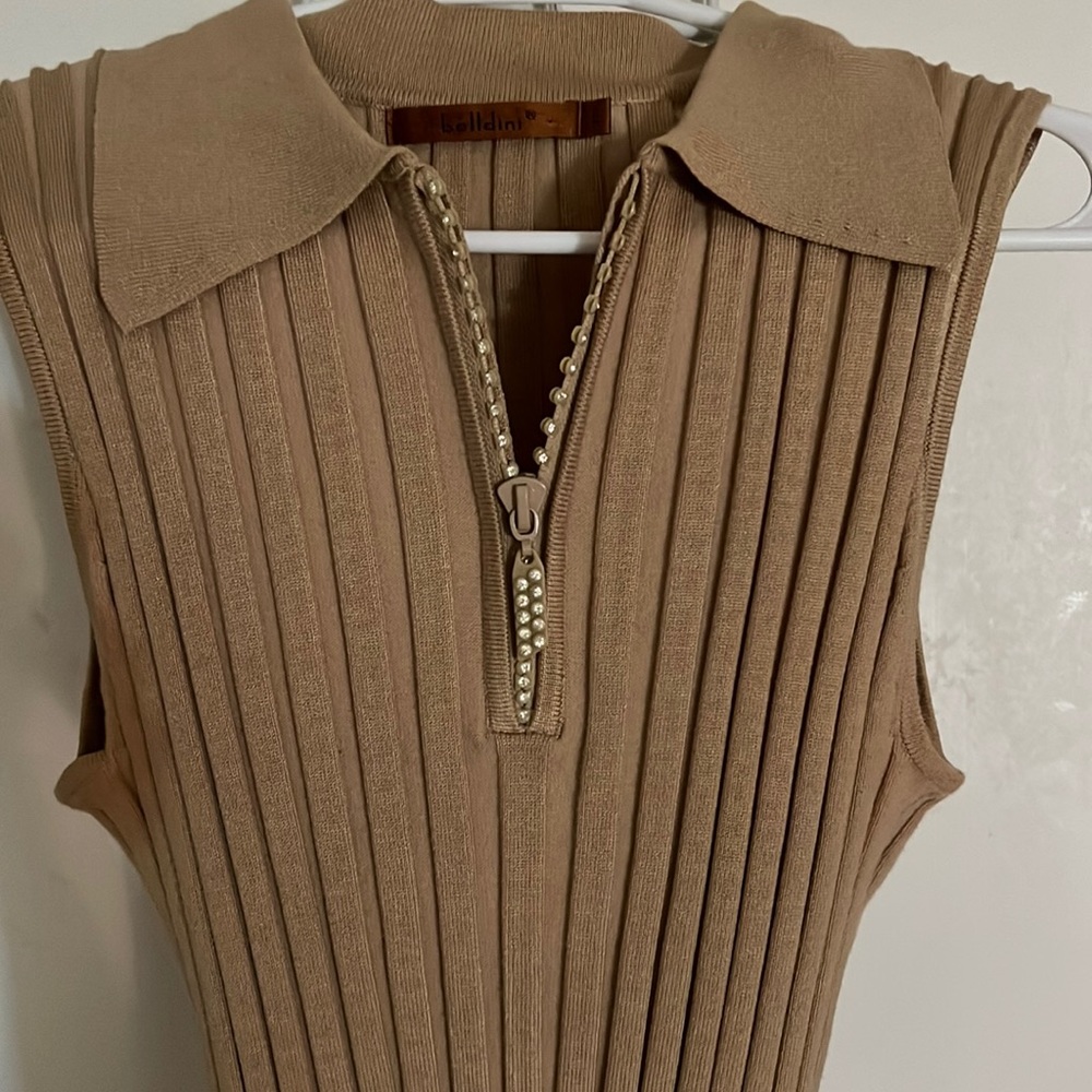 Belldini Tan Ribbed Sleeveless Top